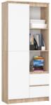 Brius Dulap cu usa, 2 sertare si 7 rafturi, PAL laminat 16 mm, 80x35x180 cm, sonoma si alb (AK-38160590-3/3) Comoda