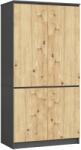 Brius Dulap cu 4 usi, rafturi si bara pentru umerase, PAL laminat, 90x51x180 cm, gri grafit si stejar artisan (AK-12219898-3/3) Comoda