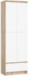 Brius Dulap pal 2 usi sertar 4 rafturi depozitare, 60x35x180 cm, organizare completa, stejar sonoma alb (AK-38161245-2/2) Comoda
