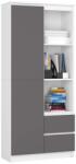Brius Dulap pal usa 2 sertare 7 rafturi depozitare, 80x35x180 cm, spatiu generos, alb si gri (AK-52853157-3/3) Comoda