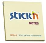 Stickn Öntapadós jegyzetek 76 X 76 Mm, 100 db, Stick "n - pasztell sárga (HO-21007)
