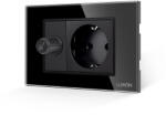 Luxion Comutator Pentru Ventilator + Priza cu Rama din Sticla LUXION, Standard Italian, 3M SmartElectro IntelligentHouse (LXI-044/045GF-B)