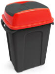 Üçtem-Plas Szemeteskuka billenő fedéllel műanyag 70 literes HIPPO antracit/piros (UP238-213) - iroda-ellatas