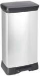 Keter Szemetes kuka pedálos fémhatású műanyag 50 literes fekete/ezüst Deco Bin_Curver (187177) - iroda-ellatas
