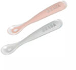 Béaba Ergonomikus Szilikon Hosszú Kiskanál Szett + Doboz- Sötét rózsaszín (913469)