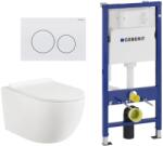 Anahita Construction Set vas WC suspendat Prestige Anahita, alb, evacuare orizontala, capac WC inclus, rezervor incastrat Geberit, clapeta alba Delta 20 (50327318WC706)