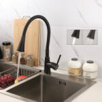 Inter Ceramic Havana 7108223BL Robinete de chiuvetă Formă în U Baterie de Bucătărie Bancă Black Matt (7108223BL)