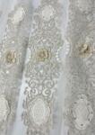 Hiko Perdea ivoire, fildes, Deluxe brodata 3D Hiko Velvet Flower, cu rejansa pliuri (100007346)
