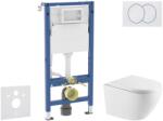 Geberit Duofix - Előfali szerelő készlet, Oudee WC és softclose ülőke, Delta vezérlőgomb, fehér SANI11CA31124 (SANI11CA31124)