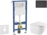 Geberit Duofix - Előfali szerelő készlet, Oudee WC és softclose ülőke, Delta50 vezérlőgomb, fényes fekete/matt fekete SANI11CA5178 (SANI11CA5178)