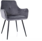 SIGNAL MEBLE Grape Velvet Szürke Bársony Étkezőszék Fekete Fém Lábakkal