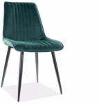 SIGNAL MEBLE Kim Velvet Bordázott Bársony Étkezőszék Zöld Fekete Vázzal