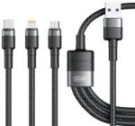 XO Cablu incarcare USB-A - Lightning / microUSB / USB-C XO Design NB-Q191 3in1, 66W, 1.2m (Negru)