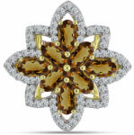  Arannyal Bevont Ezüst Gyűrű Kognak Kvarccal és Fehér Topázzal, Y63236/59