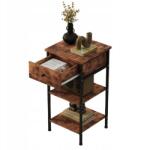  Éjjeliszekrény fiókos szekrény fiókos polccal retro barna ipari loft