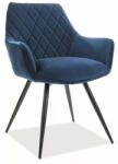 SIGNAL MEBLE Linea Velvet Bársony Étkezőszék Tengerészkék Steppelt Karfás