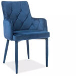 SIGNAL MEBLE Ricardo Velvet Luxus Bársony Étkezőszék Tengerészkék Steppelt