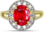  Arannyal Bevont Ezüst Gyűrű Vörös Acháttal és Fehér Topázzal, Y63402/54