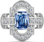  Ezüst Gyűrű Óceánkék Moissanite-tal és Fehér Topázzal, Y63563/54