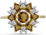 Arannyal Bevont Ezüst Gyűrű Kognak Kvarccal és Fehér Topázzal, Y63620/54