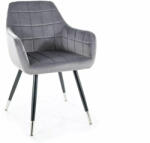 SIGNAL MEBLE Nuxe Velvet Luxus Bársony Étkezőszék Szürke Steppelt