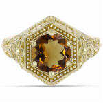  Arannyal Bevont Ezüst Gyűrű Kognak Kvarccal, Y63463/52