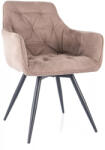 SIGNAL MEBLE Mango Vardo Forgó Étkezőszék Sötét Bézs Kárpittal és Matt Fekete Fémvázzal