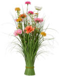 DekorPlaza Élethű Krizantém És Geranium Műfű Csokorban 30x30x70 Cm 807779
