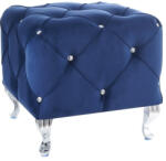 SIGNAL MEBLE Hestia Elegance Négyzetes Puff Bársony Tengerészkék Kristálygombos