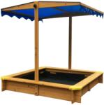 Ginger Home Fa Homokozó Állítható UV30+ Napellenzővel - Vízálló Tető, Kültéri Gyerek Homokozó, 112x112 cm (C088)