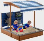 Ginger Home Fa Homokozó Állítható Tetővel és Játék Kiegészítőkkel - Kültéri Gyerek Homokozó Kertbe, 120x120x120 cm (W01D330B)