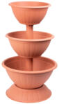 Strend Pro Műanyag háromszintes virágcserép, Strend Pro Garden Pyramid, terrakotta, átmérők: 32, 5 cm / 40 cm / 47, 5 cm, magasság: 82 cm, kerek (TC255536)