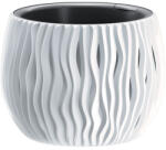 Prosperplast Műanyag virágcserép, Prosperplast Sandy Bowl 240, fehér, átmérő: 23, 8 cm, magasság: 16, 1 cm, betéttel, 2, 3 l, hullámmintás, kerek (TC255002)