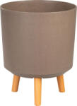 Strend Pro Műanyag virágcserép, Strend Pro Garden, kávépor, átmérő: 30 cm, magasság: 37 cm, fa lábakkal, 15, 5 l, kerek (TC255631)