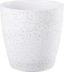 Strend Pro Műanyag virágcserép, Strend Pro Garden Stone, fehér, átmérő: 35 cm, magasság: 35 cm, pöttyökkel, betéttel, 24 l, kőhatású, kerek (TC256966)