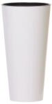 Prosperplast Műanyag virágcserép, Prosperplast Tubus Slim Shine, fehér, átmérő: 25 cm, magasság: 47, 6 cm, betéttel, 7, 5 / 15, 5 l, kerek (TC255574)
