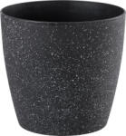 Strend Pro Műanyag virágcserép, Strend Pro Garden Stone, fekete, átmérő: 28 cm, magasság: 26 cm, pöttyökkel, betéttel, 11 l, kőhatású, kerek (TC256973)