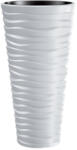 Prosperplast Műanyag virágcserép, Prosperplast Sand Slim 400, fehér, átmérő: 39 cm, magasság: 75 cm, fehér, betéttel, 18 / 45 l, vízszintes hullámmintás, kerek (TC255407)