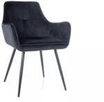 SIGNAL MEBLE Grape Velvet Fekete Bársony Étkezőszék Fém Vázzal