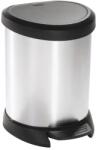 Keter fémhatású pedálos műanyag szemetes, 5 l, ezüst-fekete (50278)