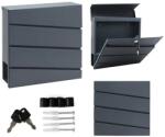 ModernHOME Horganyzott acél levélszekrény újságtartóval, antracit 37×37×10 cm (HPB932-7)