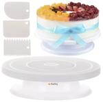 Ruhhy 360°-ban forgó tortadíszítő állvány levehető talppal, 3 spatulával (00018908)