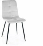 SIGNAL MEBLE Ivo Velvet Világosszürke Bársony Étkezőszék Fekete Fém Vázzal