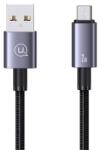 USAMS adatkábel, usb - microusb, 2a, gyorstöltő, 120cm, cipőfűző, sötétszürke (SJ668USB01)