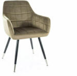 SIGNAL MEBLE Nuxe Velvet Olíva Bársony Étkezőszék Fekete-Króm Lábakkal