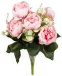 DekorPlaza Élethű Selyem Nyílott Peonia Csokor Pink A34687-PNK
