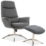 SIGNAL MEBLE Regan Luxus Szövet Pihenőfotel Lábtartóval Szürke TILT
