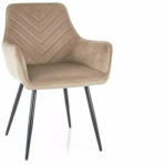 SIGNAL MEBLE Fig Bluvel Bársony Étkezőszék Bézs Fekete Geometrikus Varrással