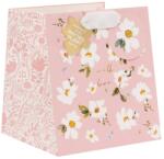 BSB ajándéktasak (18x20x18 cm) rózsaszín, apró fehér virágos (6) (GNS2513)