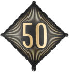 PartyDeco S. r. o 50. Évszámos lufi, fólia, fekete, arany számmal